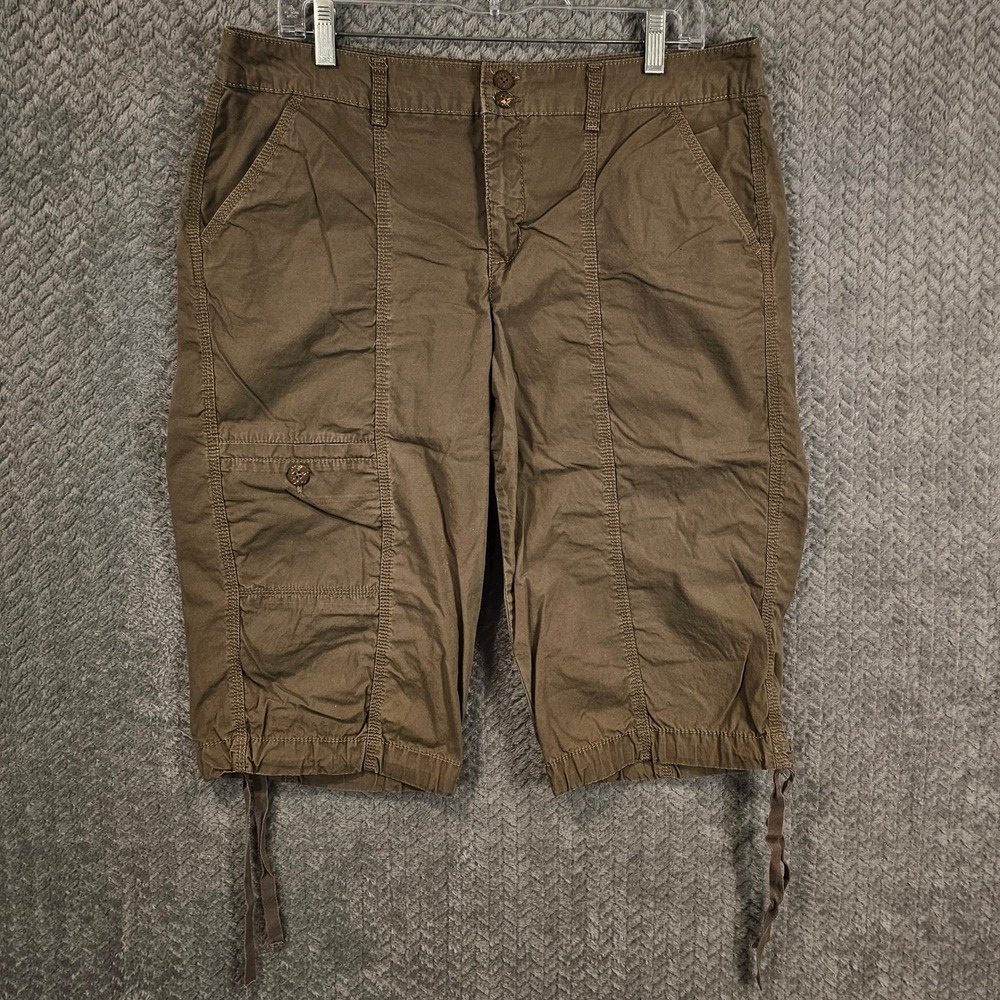 Bandolino Blu Womens Brown Cargo Shorts Size 12 Cotton Utility Hiking Mid Rise
